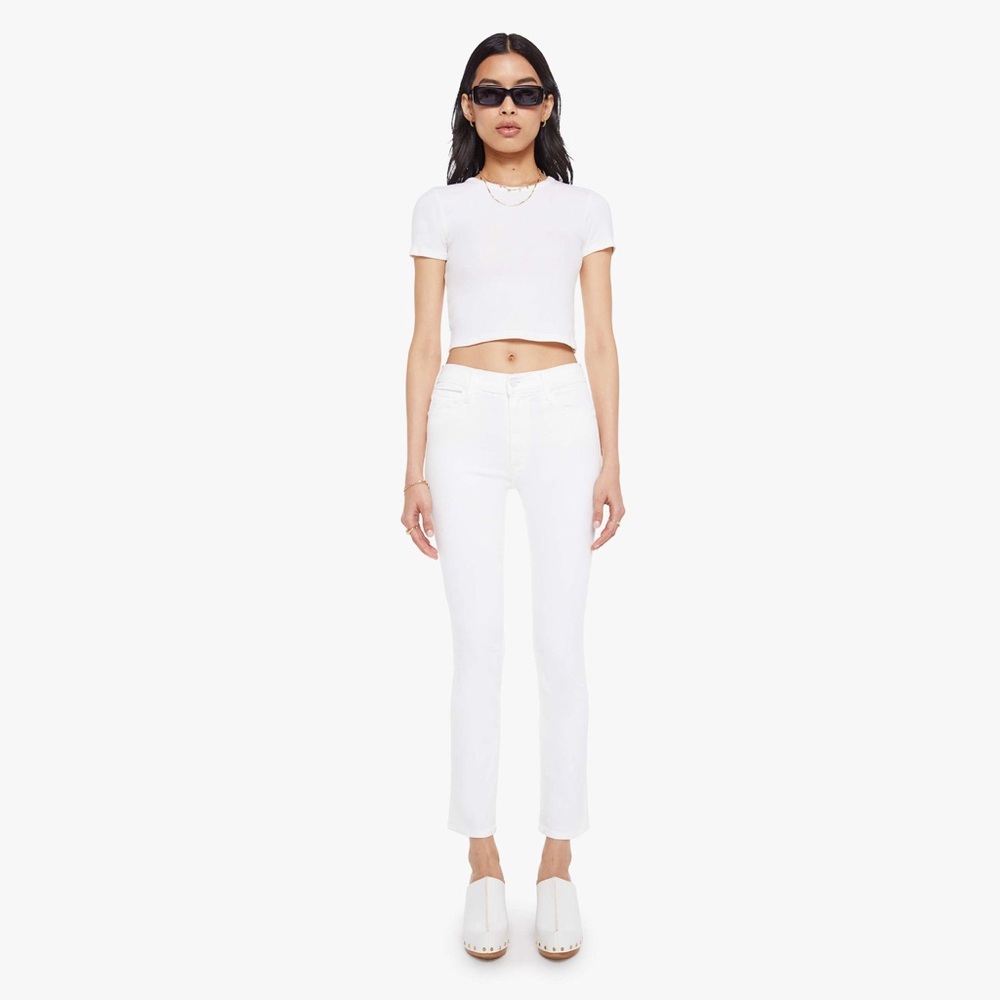 MOTHER White Straight Leg Jeans